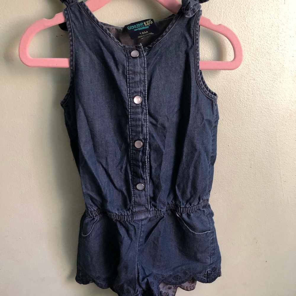Denim romper.